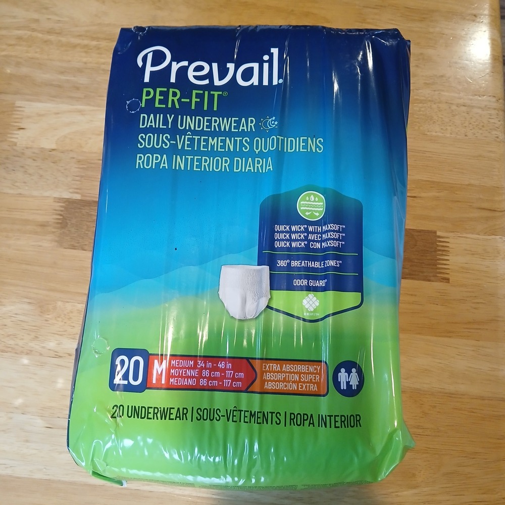 Prevail Per-Fit Daily Underwear Extra Absorbency Medium‎ 20 Count Unisex PF-512